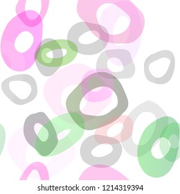 Light Pink, Green vector seamless texture with disks. Abstract illustration with colored bubbles in nature style. Pattern for design of window blinds, curtains.
