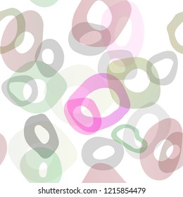 Light Pink, Green vector seamless backdrop with dots, spots. Modern abstract illustration with colorful water drops. Pattern for trendy fabric, wallpapers.