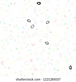 Light Pink, Green vector seamless backdrop with dots, spots. Illustration with set of shining colorful abstract circles. Pattern for design of fabric, wallpapers.