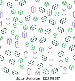 Light Pink, Green vector seamless, isometric layout with lines, rectangles. Rectangles on abstract background with colorful gradient. Design for wallpaper, fabric makers.