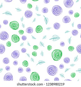 Light Pink, Green vector seamless natural artwork with leaves and flowers. Decorative design in Indian style on white background. Template for business cards, websites.
