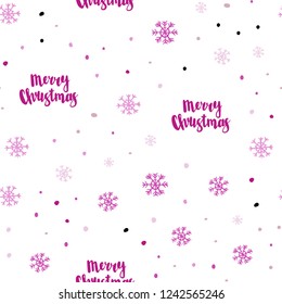 Light Pink, Green vector seamless texture with colored snowflakes. Glitter abstract illustration with crystals of ice. Pattern for design of fabric, wallpapers.