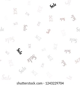 Light Pink, Green vector seamless template with 30, 50, 70% selling. Shining colorful illustration with isolated selling prices. Backdrop for mega promotions, discounts.