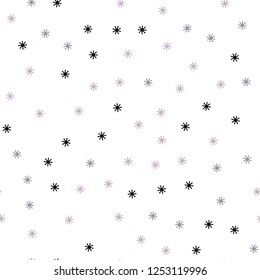Light Pink, Green vector seamless background with xmas snowflakes. Shining colorful illustration with snow in christmas style. Pattern for trendy fabric, wallpapers.