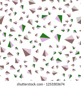 Light Pink, Green vector seamless, isometric layout with lines, triangles. Decorative design in abstract style with triangles. Texture for window blinds, curtains.