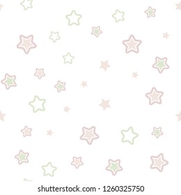 Light Pink, Green vector seamless background with colored stars. Glitter abstract illustration with colored stars. Texture for window blinds, curtains.