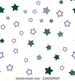 Light Pink, Green vector seamless background with colored stars. Shining colored illustration with stars. Template for business cards, websites.