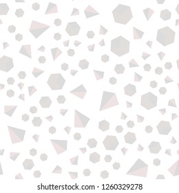 Light Pink, Green vector seamless, isometric texture with poly style with cubes. Illustration with set of colorful triangles, squares. Pattern for design of fabric, wallpapers.