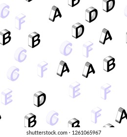 Light Pink, Green vector seamless background with 3D signs of alphabet. Modern geometrical illustration with 3D ABC english symbols. Pattern for design of fabric, wallpapers.