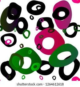 Light Pink, Green vector seamless pattern with spheres. Illustration with set of shining colorful abstract circles. Trendy design for wallpaper, fabric makers.