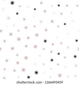 Light Pink, Green vector seamless texture with colored snowflakes. Shining colorful illustration with snow on abstract template. Design for wallpaper, fabric makers.