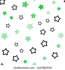 Light Pink, Green vector seamless pattern with christmas stars. Glitter abstract illustration with colored stars. Design for wallpaper, fabric makers.