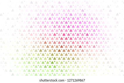 Light Pink, Green vector seamless texture in triangular style. Glitter abstract illustration with triangular shapes. Pattern for design of window blinds, curtains.