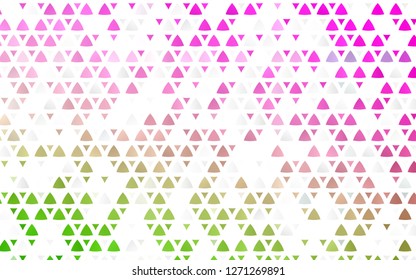 Light Pink, Green vector seamless layout with lines, triangles. Beautiful illustration with triangles in nature style. Pattern for design of window blinds, curtains.