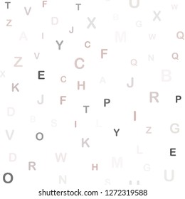 Light Pink, Green vector seamless template with isolated letters. Blurred design in simple style with signs of alphabet. Texture for window blinds, curtains.