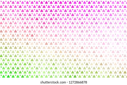Light Pink, Green vector seamless backdrop with lines, triangles. Illustration with set of colorful triangles. Template for business cards, websites.