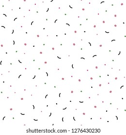 Light Pink, Green vector seamless texture with disks, lines. Glitter abstract illustration with connection of triangle structure. Trendy design for wallpaper, fabric makers.