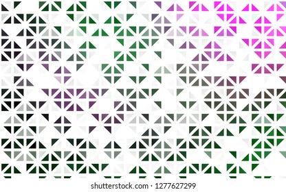 Light Pink, Green vector seamless pattern in polygonal style. Beautiful illustration with triangles in nature style. Pattern for design of window blinds, curtains.