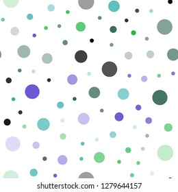 Light Pink, Green vector seamless layout with circle shapes. Blurred decorative design in abstract style with bubbles. Pattern for design of window blinds, curtains.