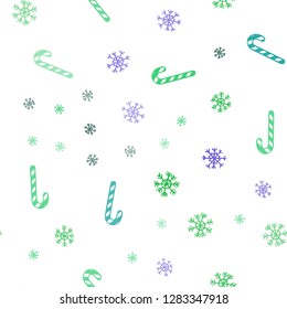 Light Pink, Green vector seamless pattern with delicious xmas candies.