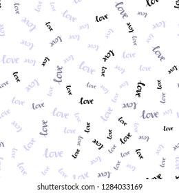 Light Pink, Green vector seamless background with words of love. Illustration with phrase LOVE YOU for valentine's day. Design for wallpaper, fabric makers.