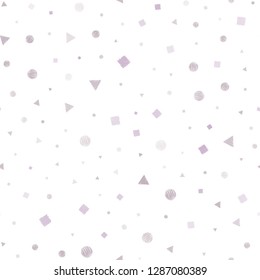Light Pink, Green vector seamless template with crystals, circles, squares. Abstract gradient illustration with circles, triangles, cubes. Design for textile, fabric, wallpapers.