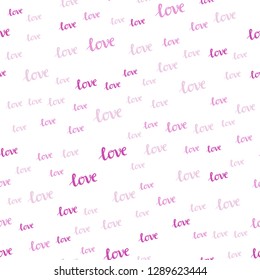Light Pink, Green vector seamless backdrop with phrase LOVE YOU. Decorative design in doodle style with text LOVE YOU. Pattern for trendy fabric, wallpapers.