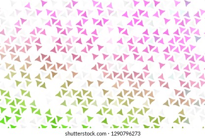 Light Pink, Green vector seamless layout with lines, triangles. Glitter abstract illustration with triangular shapes. Pattern for trendy fabric, wallpapers.