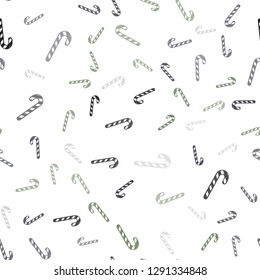 Light Pink, Green vector seamless template with sweet christmas sticks.