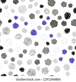Light Pink, Green vector seamless doodle layout with leaves, flowers. Leaves, flowers in natural style on white background. Template for business cards, websites.