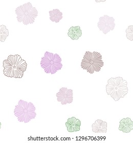 Light Pink, Green vector seamless natural artwork with flowers. Modern abstract illustration with flowers. Design for textile, fabric, wallpapers.