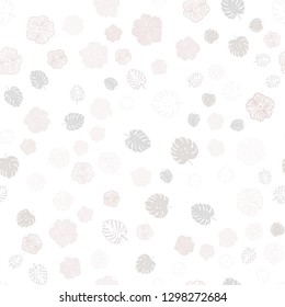 Light Pink, Green vector seamless doodle backdrop with leaves, flowers. Creative illustration in blurred style with leaves, flowers. Design for wallpaper, fabric makers.