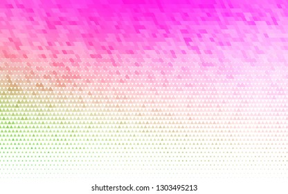 Light Pink, Green vector seamless layout with lines, triangles. Glitter abstract illustration with triangular shapes. Design for textile, fabric, wallpapers.