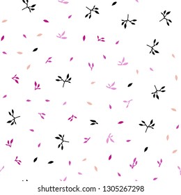 Light Pink, Green vector seamless doodle background with leaves. leaves on elegant natural pattern with gradient. Pattern for design of window blinds, curtains.