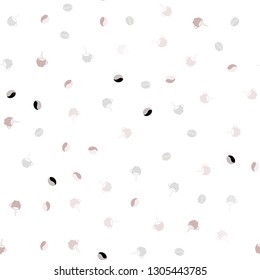 Light Pink, Green vector seamless texture with coffee beans, mugs. Gradient illustration with coffee beans, tea cups. Template of a black hot beverage in a cafe.