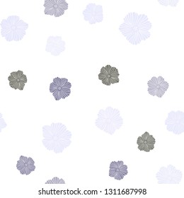 Light Pink, Green vector seamless doodle template with flowers. Doodle illustration of flowers in Origami style. Design for textile, fabric, wallpapers.