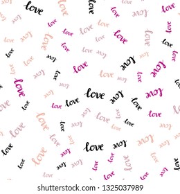 Light Pink, Green vector seamless pattern with phrase LOVE YOU. Colorful illustration with quote LOVE YOU in celebration style. Design for wallpaper, fabric makers.