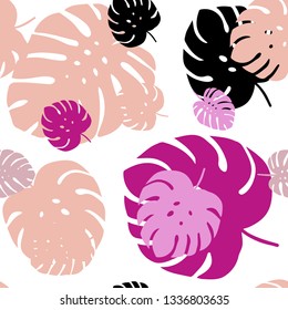 Light Pink, Green vector seamless abstract background with leaves. leaves on elegant natural pattern with gradient. Template for business cards, websites.