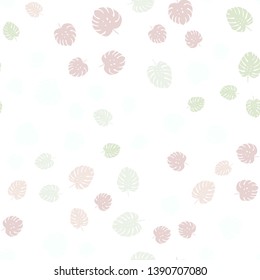 Light Pink, Green vector seamless natural artwork with leaves. Creative illustration in blurred style with leaves. Template for business cards, websites.