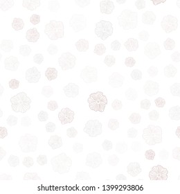 Light Pink, Green vector seamless doodle pattern with flowers. Abstract illustration with flowers in doodles style. Template for business cards, websites.