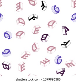 Light Pink, Green vector seamless layout with 3D latin alphabet. Colorful 3D alphabet signs with gradient on white background. Template for business cards, websites.