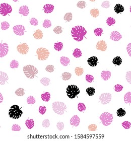 Light Pink, Green vector seamless doodle backdrop with leaves. Doodle illustration of leaves in Origami style with gradient. Design for textile, fabric, wallpapers.