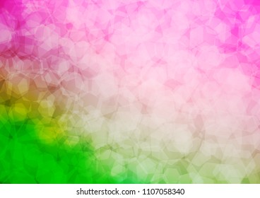 Light Pink, Green vector shining hexagonal template. Creative illustration in halftone style with gradient. A completely new template for your business design.