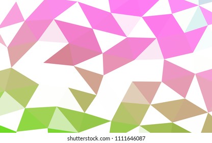 Light Pink, Green vector shining hexagonal shining triangular. A vague abstract illustration with gradient. Brand new style for your business design.