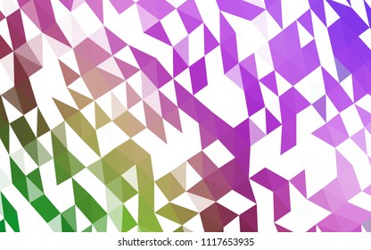 Light Pink, Green vector shining triangular pattern. A vague abstract illustration with gradient. A completely new design for your business.