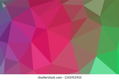 Light Pink, Green vector shining triangular backdrop. Colorful abstract illustration with triangles. Brand new design for your business.
