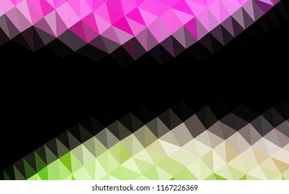 Light Pink, Green vector shining hexagonal background. Geometric illustration in Origami style with gradient.  The template can be used as a background for cell phones.