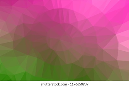 Light Pink, Green vector shining hexagonal pattern. Triangular geometric sample with gradient.  The completely new template can be used for your brand book.