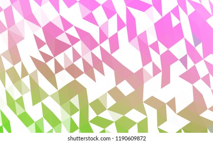 Light Pink, Green vector shining triangular pattern. Glitter abstract illustration with an elegant design. Brand new design for your business.