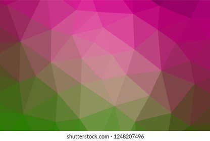 Light Pink, Green vector shining hexagonal template. Geometric illustration in Origami style with gradient.  The textured pattern can be used for background.